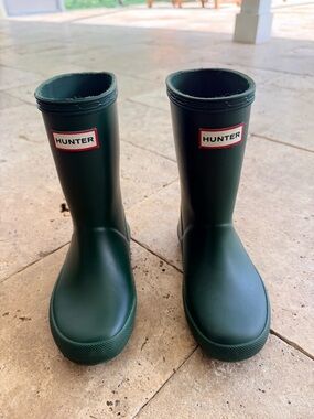 Kids Hunter Green Rain Boots